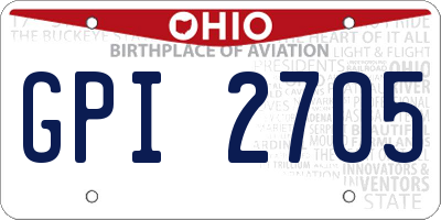 OH license plate GPI2705