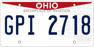OH license plate GPI2718