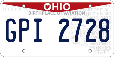 OH license plate GPI2728