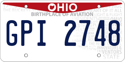 OH license plate GPI2748