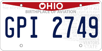 OH license plate GPI2749