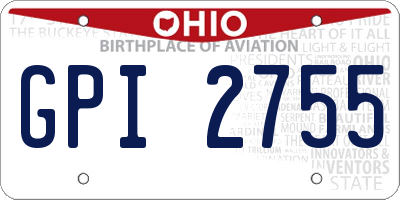 OH license plate GPI2755