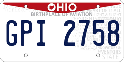 OH license plate GPI2758