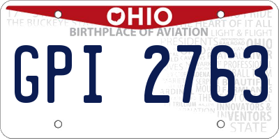 OH license plate GPI2763