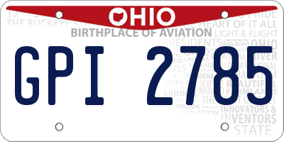 OH license plate GPI2785