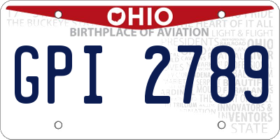 OH license plate GPI2789