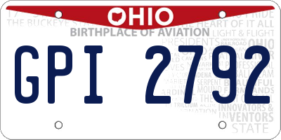 OH license plate GPI2792