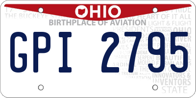 OH license plate GPI2795