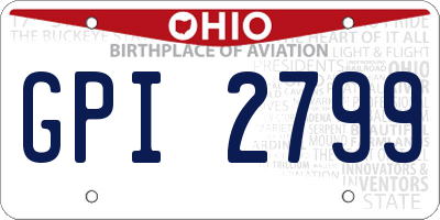 OH license plate GPI2799