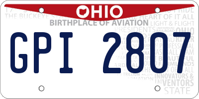 OH license plate GPI2807
