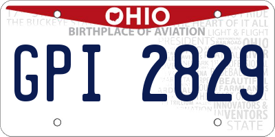 OH license plate GPI2829