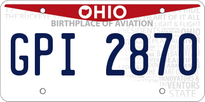 OH license plate GPI2870