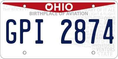 OH license plate GPI2874