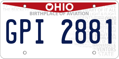 OH license plate GPI2881