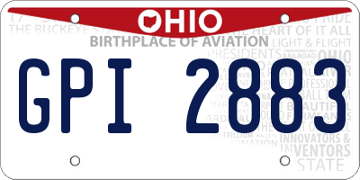 OH license plate GPI2883