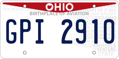 OH license plate GPI2910