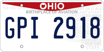 OH license plate GPI2918