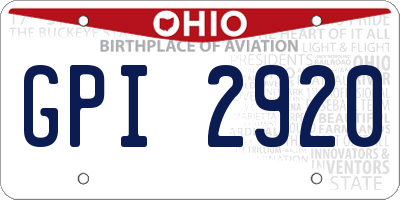 OH license plate GPI2920