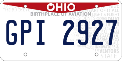 OH license plate GPI2927