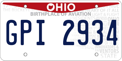OH license plate GPI2934