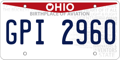 OH license plate GPI2960