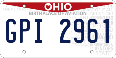 OH license plate GPI2961