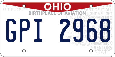 OH license plate GPI2968