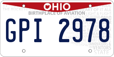 OH license plate GPI2978