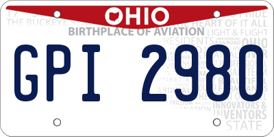 OH license plate GPI2980