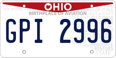 OH license plate GPI2996