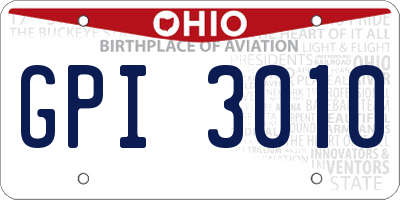 OH license plate GPI3010