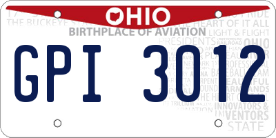OH license plate GPI3012