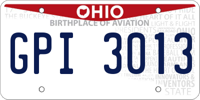 OH license plate GPI3013
