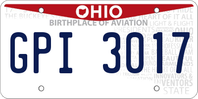 OH license plate GPI3017