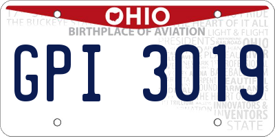 OH license plate GPI3019