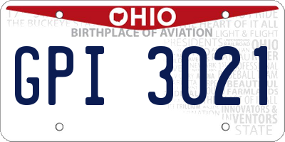 OH license plate GPI3021