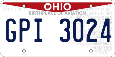 OH license plate GPI3024