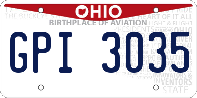 OH license plate GPI3035