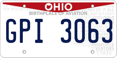 OH license plate GPI3063