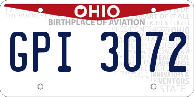OH license plate GPI3072