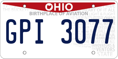 OH license plate GPI3077