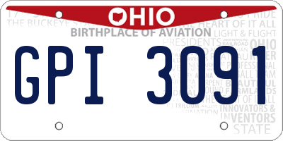 OH license plate GPI3091