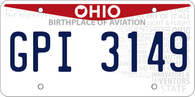 OH license plate GPI3149