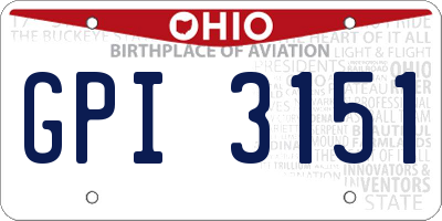 OH license plate GPI3151