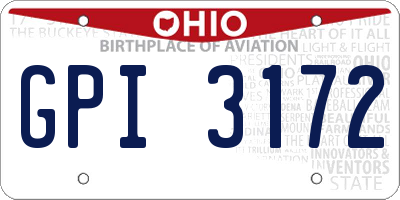 OH license plate GPI3172