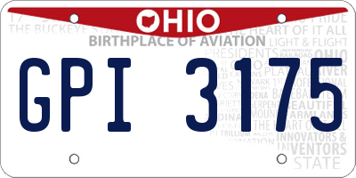 OH license plate GPI3175