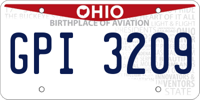 OH license plate GPI3209