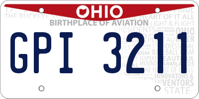 OH license plate GPI3211