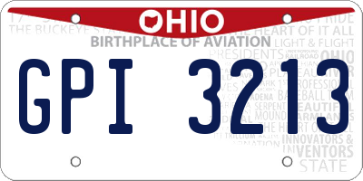 OH license plate GPI3213