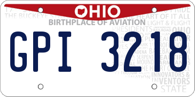 OH license plate GPI3218